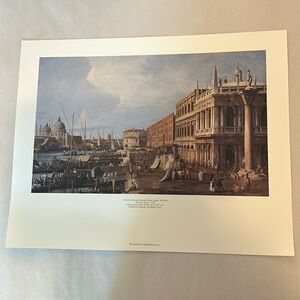 EUC full color print of The Molo, Venice oil painting by Canaletto 1735